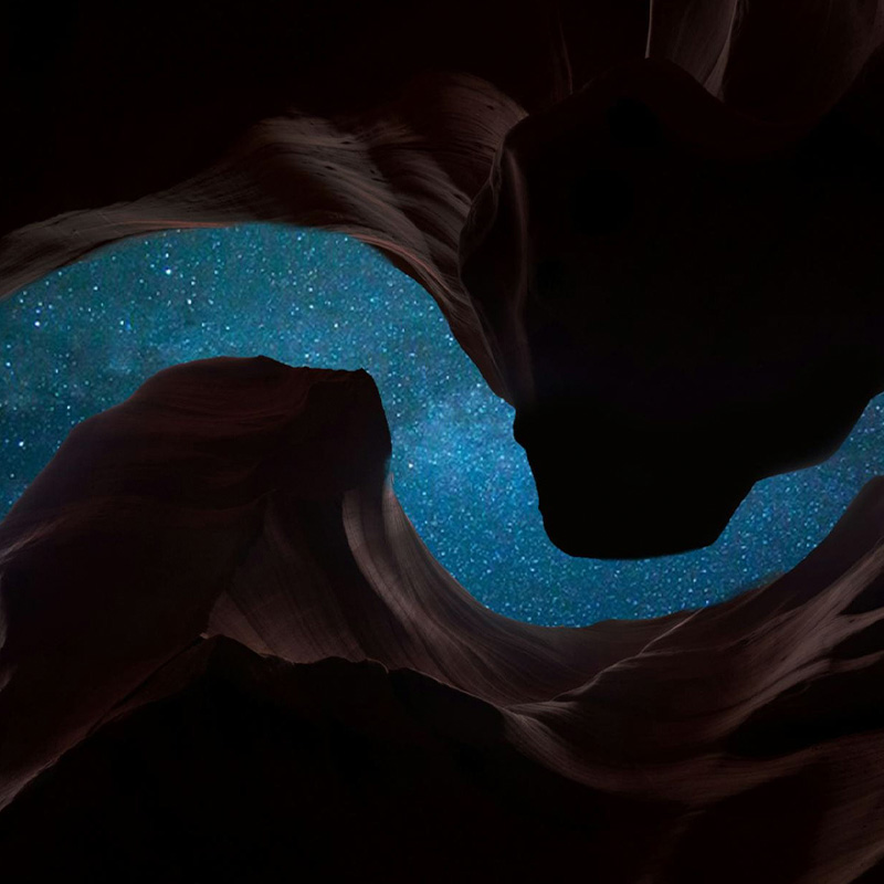 image of night sky from within valley