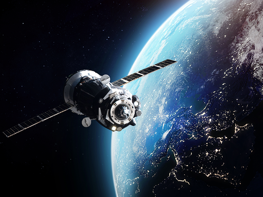 Image of a cargo spaceship on orbit of the Earth